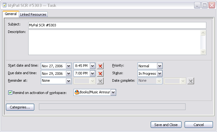 Edit Task dialog