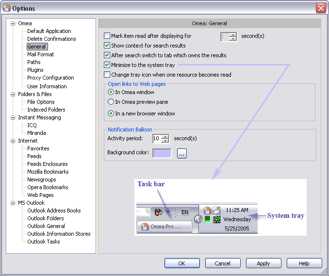 Options dialog (General)