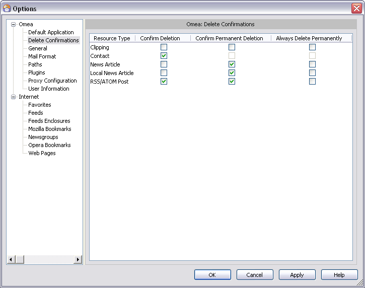 Options: Delete Confirmations