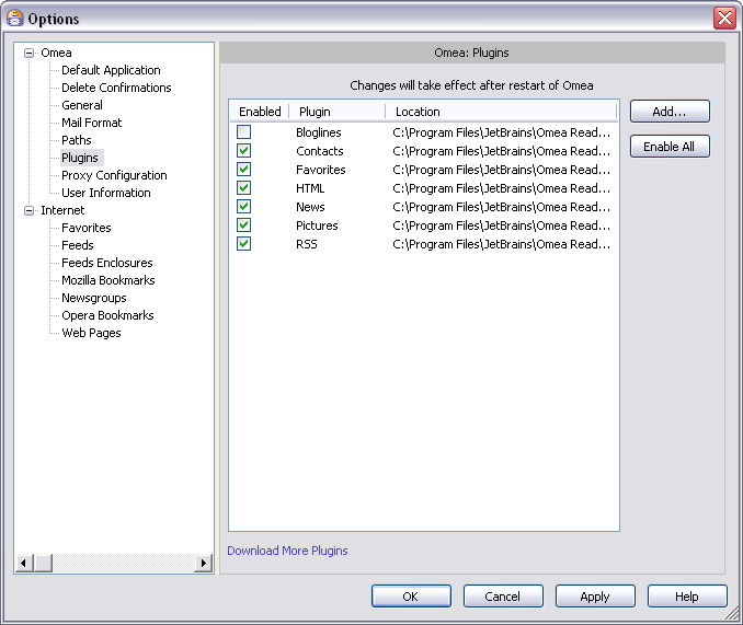 Options dialog