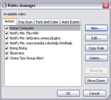 Rules Manager dialog
