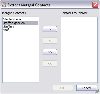 Extract Merged Contacts dialog