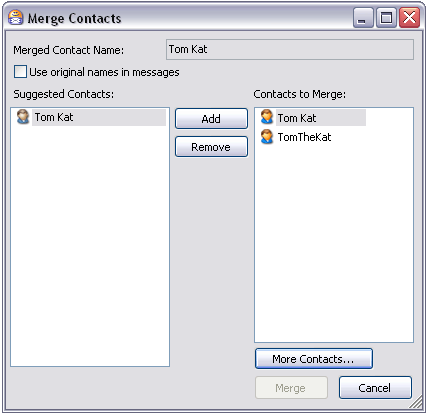 Merge Contacts dialog