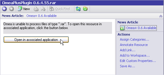 Open in associated application button