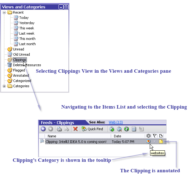 Clipping in Omea's Items List