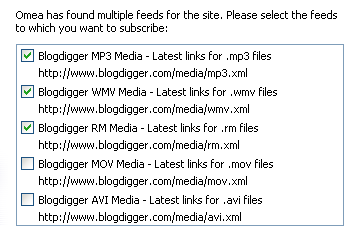 Multiple feeds at URL