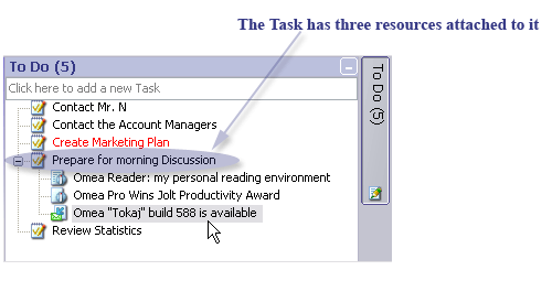 Task with attached resources