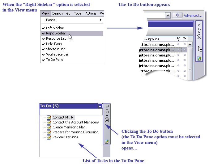 Showing and hiding the To Do pane and list of Tasks